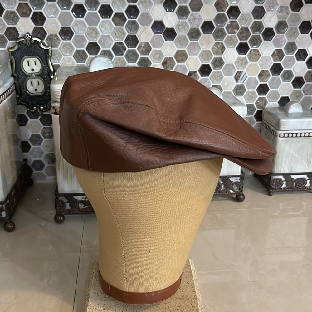 Adams & Spire Unisex Vintage Newsboy genuine leather Cabbie Dutchboy Cap M - Picture 3 of 6